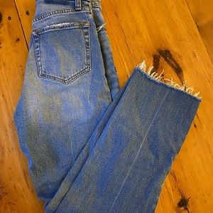 Womens ultra high rise ankle straight jeans